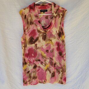 Jones New York Collection cowl neck sleeveless women's knit top pink tan beize
